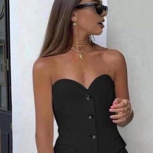 NWT Commense Black Strapless Buttoned Top and Pants full set Sold Out!!!